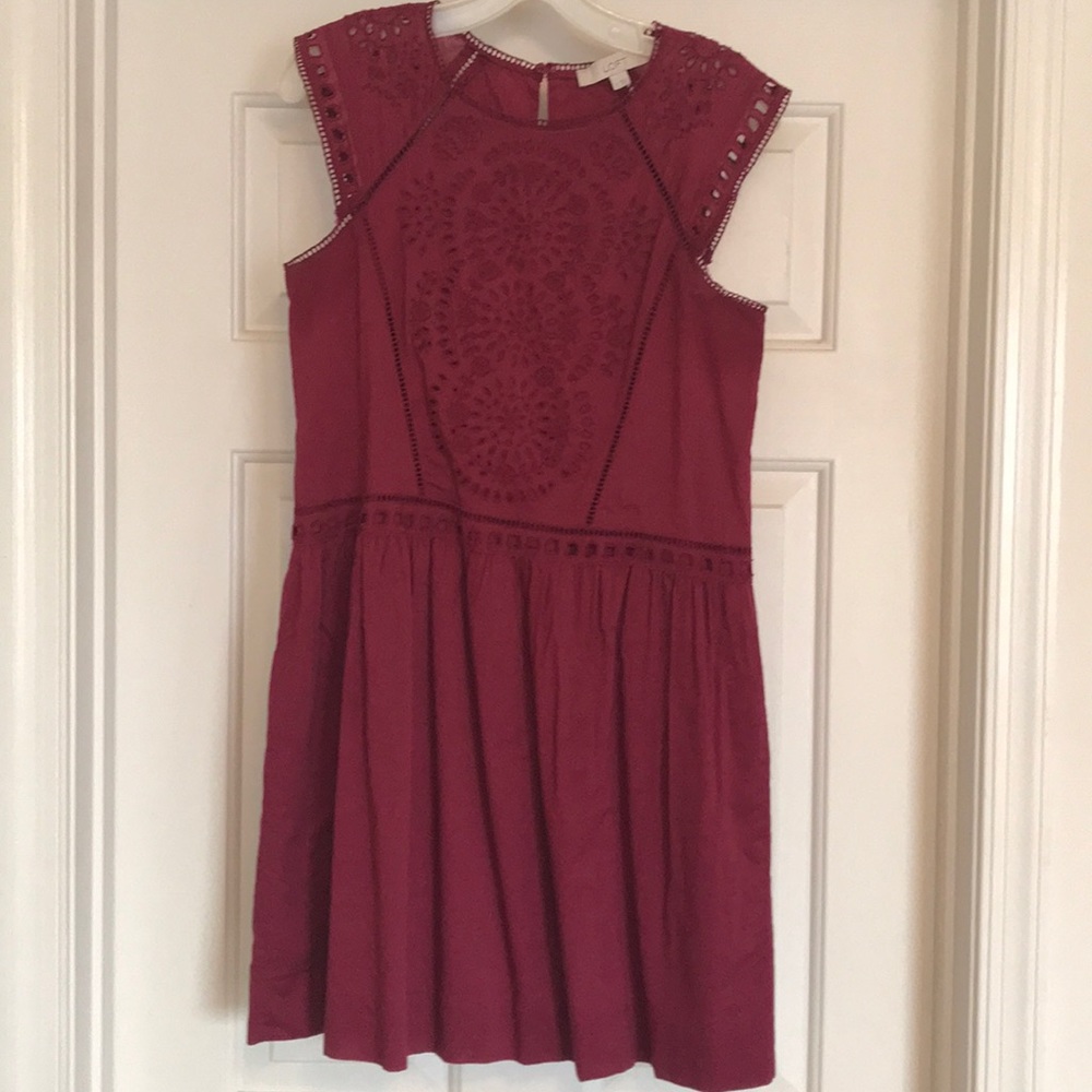 LOFT Eyelet Cutout Detail Sun Dress